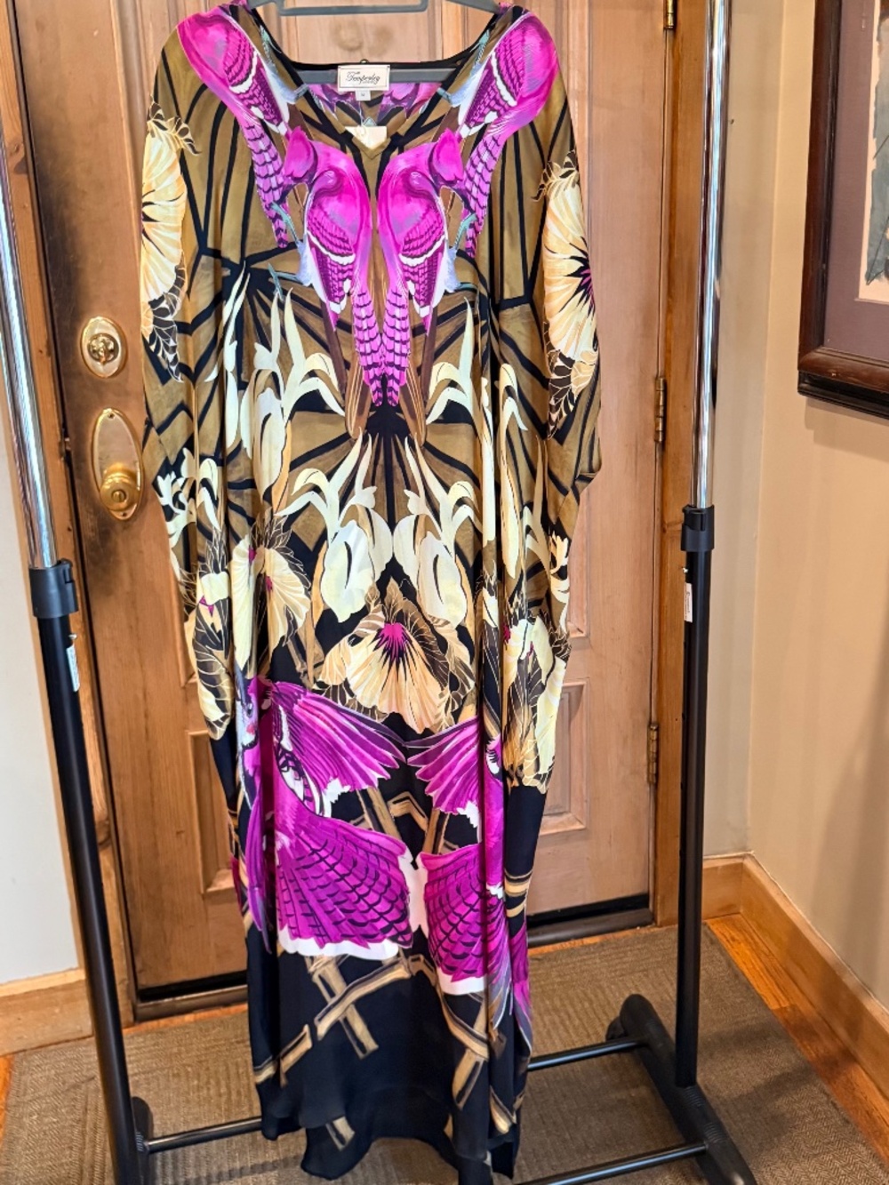 NWT- TEMPERLEY LONDON SILK V-NECK KAFTAN, SIZE M- ORIGINAL RETAIL $1237